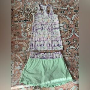 Iivivva kids Lululemon Mint and Multicolor Activewear girls 10/12 tank skirt